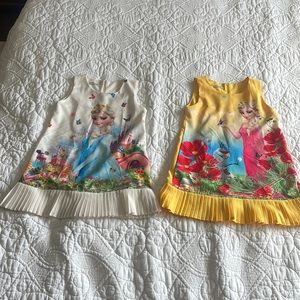 Zara kids Elsa frozen dresses one white and one yellow grease condition size 7